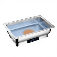 Elektrische verwarmde roestvrijstalen chafing dish voedselwarmerset met dubbele container stoompan, geschikt voor commerciële buffetten en restaurants, digitaal.