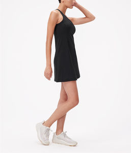 ชุดเดรสกีฬาแขนกุดผู้หญิง, เดรสกระโปรงยาวเล่นเทนนิสเสื้อเล่นฟิตเนสเปิดไหล่ข้างเดียวชุดเดรสสำหรับเล่นเทนนิส - Product Image 2