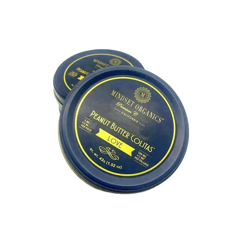 Caja de lata reutilizable redonda de 3,1 pulgadas de diámetro de hoja de oro OEM para embalaje de latas de Metal de bolas de chocolate