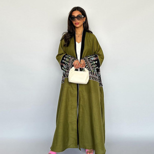 Nouveau Cardigan brodé élégant et confortable pour Femme, Abaya une pièce élégante de couleur unie style Dubaï Toga 2025 - Product Image 3