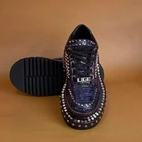 Chaussures Oxford 100 % cuir de crocodile pour hommes – Design gothique punk bleu électrique avec rivets et semelle compensée