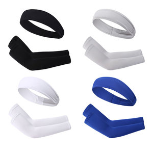 Cycling Arm Sleeves With Headband Ice Silk Sun Protection For Women Solid Color Sweat Wicking Outdoor Sports Gear - Product Image 4