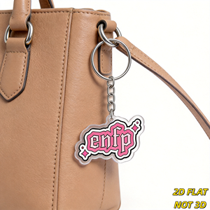 Portachiavi in acrilico tipo personalità <span class=keywords><strong>ENFP</strong></span>, con scritte rosa stile graffiti e brillantini, ciondolo con bordo trasparente per chiavi o borse - Product Image 4