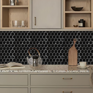 Carreaux de dosseret mural en <span class=keywords><strong>vinyle</strong></span> PVC hexagone Panneaux muraux 3D Carreaux de cuisine étanches Il suffit de feuilles auto-adhésives - Product Image 2