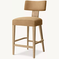 Chaise de bar en bois massif de style américain personnalisée Rhoohill, chaise de bar en cuir de luxe moderne en chêne blanc et tissu en lin