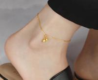 Gelang Kaki Vintage Lapis Emas Stainless Steel Unisex Anti Luntur Trendi Lucu Bentuk Bunga Lili Valley Logo Kustom Fashion Pesta