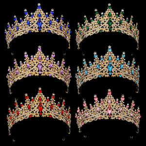 Venta al por mayor hecho a mano Rhinestone princesa Tiara lujo boda cristal coronas princesa Metal tocado nupcial accesorios para el cabello - Product Image 1