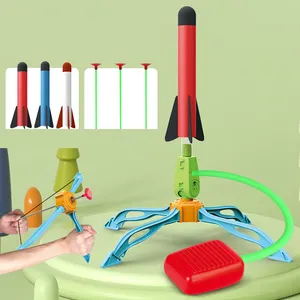 With 3 foam rockets and 3 plastic stuck arrows launching rocket toys,arrow and bow toy set for children play fun toy air rocket