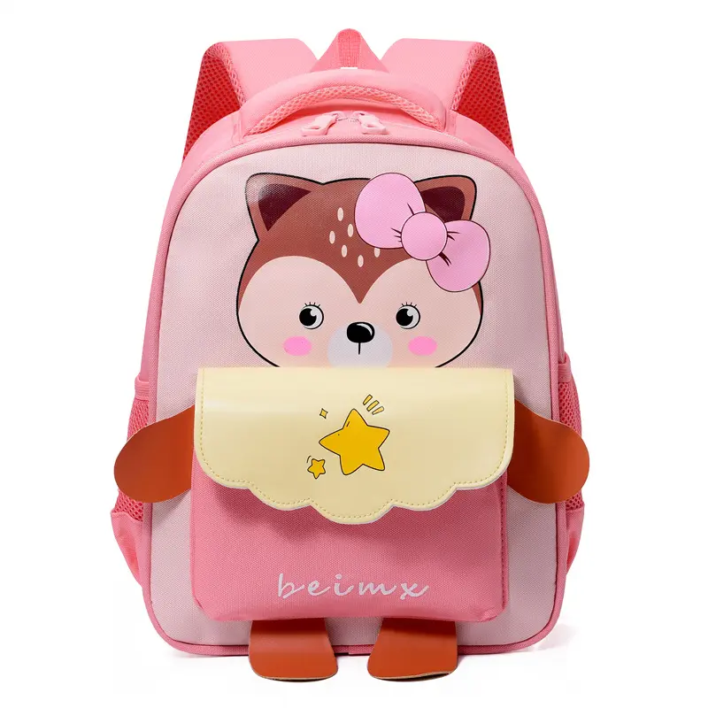 Mochila escolar leve em forma de animal para crianças, mochila de pré-escola pequena Fox, popular desenho animado
