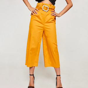 Nuevo dise&amp;ntilde;o <span class=keywords><strong>de</strong></span> alta correa <span class=keywords><strong>de</strong></span> papel tipo <span class=keywords><strong>de</strong></span> bolsa y cintur&amp;oacute;n Pantalon <span class=keywords><strong>Culotte</strong></span> Pantalones <span class=keywords><strong>de</strong></span> mujer - Product Image 2