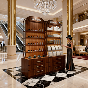 Vitrine de luxe haut de gamme pour cosmétiques, meuble de rangement vintage pour parfums, armoire murale pour présentation de parfums - Product Image 4