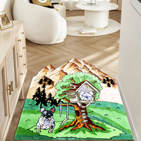 Tapis fait main en forme de logo personnalisé persan, bleu bohème, brun, dégradé, tapis en acrylique, tapis de sol en tufting