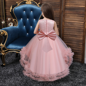 Vestido de Tul Rojo para Niña, Cuello Redondo, Corte en A, Vestido de Princesa para Dama de Honor, Disfraz de Fiesta Infantil - Product Image 3