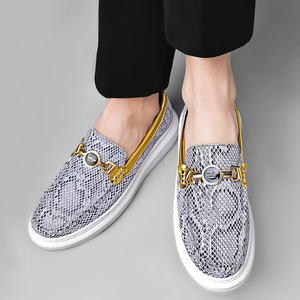 <span class=keywords><strong>Mocassins</strong></span> de Conduite Décontractés en Cuir de Mouton Légers et Respirants pour Hommes, Or et Argent, à Enfiler, Printemps-Automne - Product Image 5