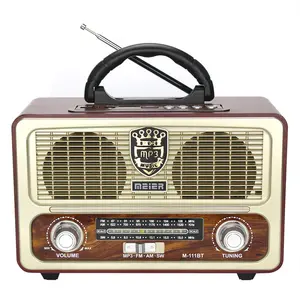 Vofull Classic Two Way Built In Speaker Portable Vintage Retro Wooden FM Radio Home Radio AM FM