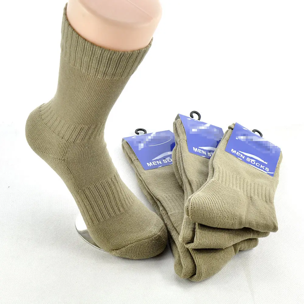 High quality anti fungal sport thick cushion tactical boot socks green army socks for men