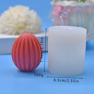 3D-Ostereier-DIY-Aromatherapie-Kerzenformen Ei-Raster vertikale gewellte Kuchen-Weihnachtsdekoration Silikonform