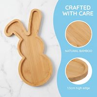 Hasenförmige Servierplatte aus Holz, niedliches Oster-Ei-Design, Bambusplatte für Kinder, ideal für Wurstwaren