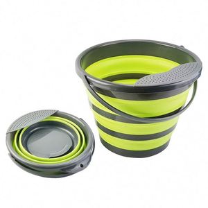 <b>Plastic</b> <b>Kitchen</b> Strainer Set Colander 5L 10L Round Collapsible Silicone Bucket Camping Washing Folding Bucket - Product Image 1