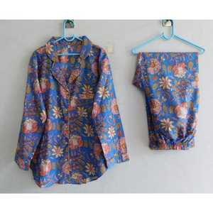 Women Cotton Floral Pajama Set Long Sleeve Shirt and <b>Pants</b> Two Piece Comfortable Breathable Summer Sleepwear Night Suit - Product Image 2