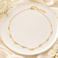 Ensemble de bijoux assortis tendance et minimaliste SUMMLY, zircon ondulé, plaqué or 18 carats, acier inoxydable, collier et bracelet pour femmes, usage quotidien