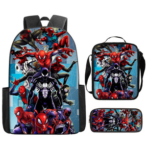 Nouveau style : Ensemble trois pièces – Sac à dos Spider-Man de dessin animé, sacs messager portables et trousse à crayons étanche pour cartables d'étudiant - Product Image 4
