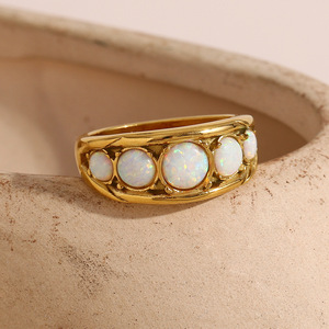 S925 Sterling Silver Vintage <b>Opal</b> Row Inlaid <b>Ring</b> Niche Luxury High Sense Ladies Stackable Daily Commute Banquet Finger <b>Ring</b> - Product Image 5