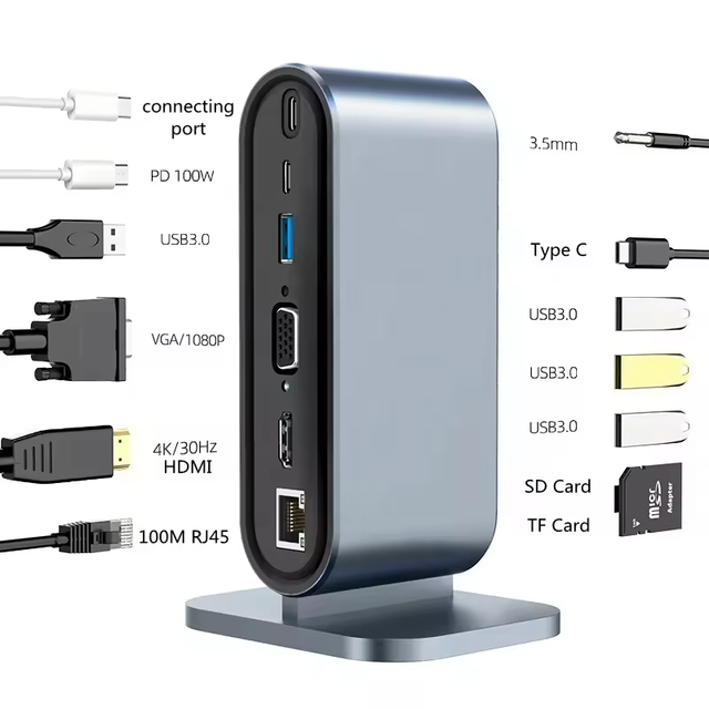SYONG 12 in 1 USB C Hub Laptop Docking Station for Mac Surface Legion Go, Dock with VGA, HDMI 4K, 100Mbps Ethernet USB HUB