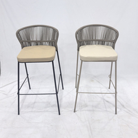 Tabourets de Bar de Comptoir en Rotin Moderne Coussin de Jambe en Métal Patio Cuisine Corde Antique Jardin Rotin Tissé Osier Tabourets de Bar d'extérieur