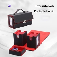 Boîte de rangement portable en cuir PU pour cartes avec poignée et séparateurs amovibles, grande capacité pour les jeux de cartes MTG Commander et les dés