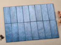 Hellblaue 62x189mm Keramikfliese Himmelsfarbe Feuerfeste Ziegelsteinoptik Farmhaus-Design für Niederländische Küstenvilla Schule Innenwand