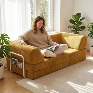 Vacuum Sealed Convertible <b>Sofa</b> Bed Deep Seat Corduroy Lounge Couch Compressed Package Fast Delivery - Product Image 5