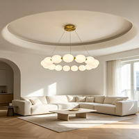 Lustre Suspendu LED Moderne de Luxe en Fer Doré Style Nordique avec Abat-jour en Verre, Petit Modèle, Blanc Chaud 3500K, CRI Élevé, Dimmable, Télécommande, Garantie 3 Ans