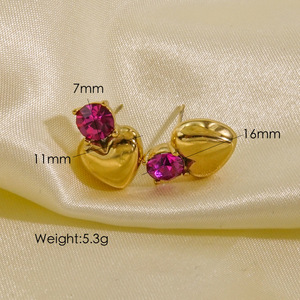 Pendientes de gota chapados en oro con piedra CZ de acero inoxidable para mujer populares - Product Image 5