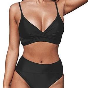 Traje de baño de dos piezas sin espalda de cintura alta DS Hot Sexy Black Girls Sexsi Wearing Bikini - Product Image 1
