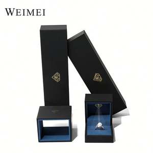 Joyero de papel de gamuza con luz LED para embalaje de anillos Cajón azul personalizado - Product Image 2