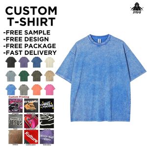 T-Shirt da Uomo Oversize Vintage 100% Cotone Pesante con Logo Personalizzato Lavaggio Acido Effetto Invecchiato - Product Image 2