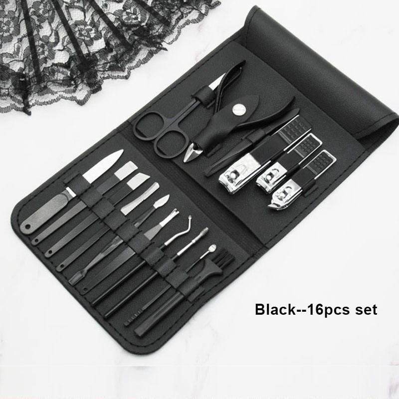 noir-ensemble de 16 pièces