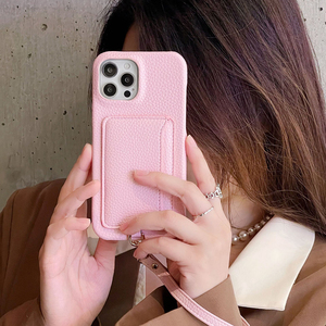 Élégant cordon gris en cuir de galets PU cordon cordon lanière sacs de cartes en relief portefeuille étui en cuir pour téléphone personnalisé avec lanière - Product Image 3