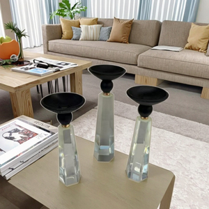 Candélabre en cristal aux accents d'argent <span class=keywords><strong>noir</strong></span> <span class=keywords><strong>Chandelier</strong></span> élégant pour la décoration de la maison pour les mariages Centres de table de Pâques X-mas - Product Image 3