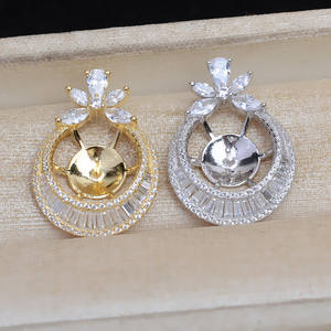 จี้เงินแท้ชุบทองคำขาว S925 ยี่ห้อ Wenchi สำหรับทำเครื่องประดับ DIY แบบมีฐานรองไข่มุก ขนาด 13-14 มม. รุ่น 13867 - Product Image 2