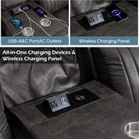 Canapé inclinable électrique 3 places Consofa en métal moderne, zéro gravité, appuie-tête réglable, charge sans fil, ports USB, table basse et porte-gobelets