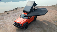 Auvent de toit de voiture pour le camping et le tourisme en extérieur, avec fermeture éclair D, éclairage LED intégré, en PVC et Oxford 270, ouverture à 270 degrés
