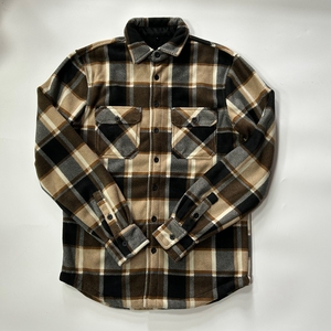 Người Đàn Ông Của Dài Tay Áo Sherpa Lót Flannel Áo Sơ Mi Áo Khoác Lông Cừu Nhiệt Nút Xuống Áo Khoác Sọc Với Biểu Tượng Phía Trước Túi Cho Mùa Đông - Product Image 2