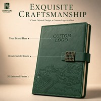 Carnet en cuir A5 robuste de style chinois vintage avec motif de la Grande Muraille en relief, idéal comme souvenir touristique