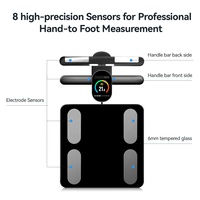 Balance connectée électrique FG2305ULB pour la santé et le fitness, analyseur de graisse corporelle à 8 électrodes, IMC, écran TFT couleur en verre trempé