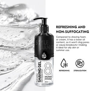 Gel de Rasage Transparent Hydratant pour Hommes, Crème de Rasage Fraîche et Active pour Soin de la Barbe, Flacon Pompe 400ml - Product Image 2
