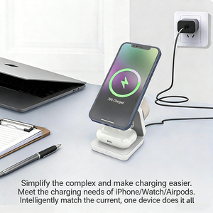 Cargador Inalámbrico Magnético 3 en 1 Plegable con Carga Rápida, Soporte para Teléfono y Reloj - Product Image 3