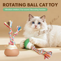 Jouet électrique intelligent pour chat à double fonction : balle roulante et corde à mâcher, balle roulante pour animaux de compagnie à changement de direction automatique, balle à rotation automatique