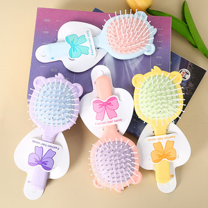 Peigne de massage à coussin d'air, grand peigne à cheveux portable en plastique pour voyage, design de dessin animé, couleur thé au lait - Product Image 2